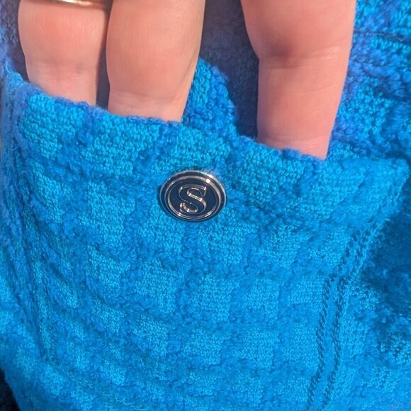 Sandro | Riviere Tweed Mini Skirt In Azure Blue - Picture 12 of 13